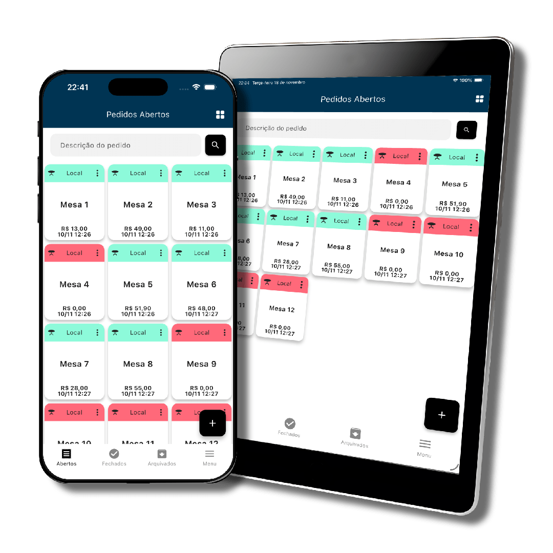 Aplicativo ComandaON para smartphone